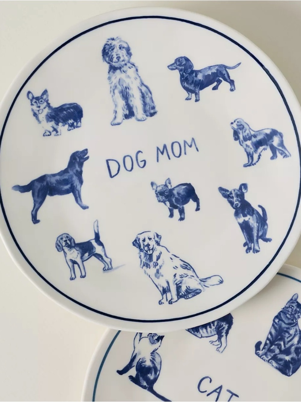 Anthropologie Dog Mom Stoneware Dessert Plate in Blue and White - Picture 4 of 5